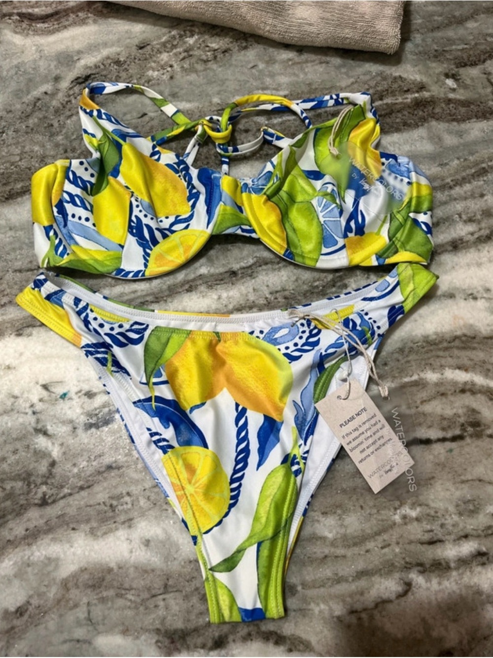 Kenny Flowers Lemon Print Bikini - Yellow, Green, Blue
